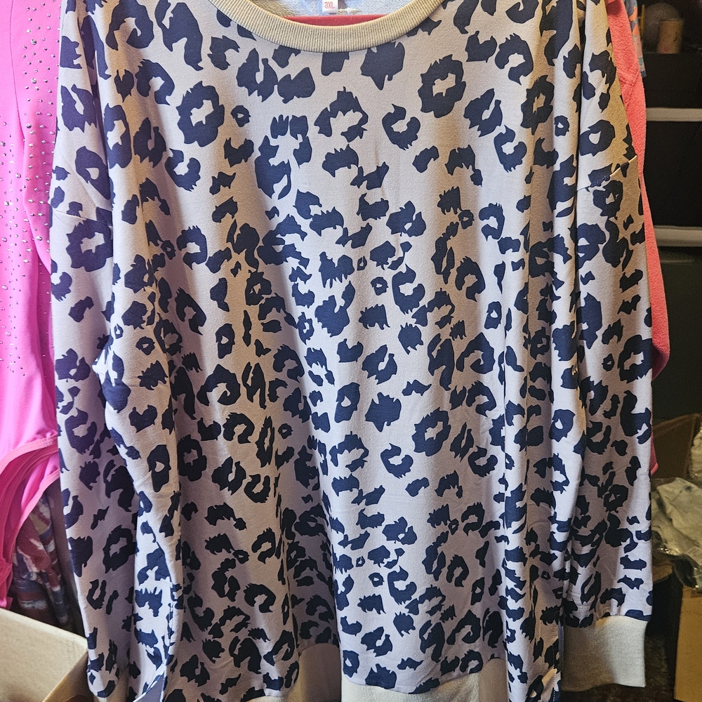 Jess Lea Leopard Print Women's Tunic Top Size 3X